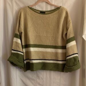 Lumiere Beige, Green, Cream Striped Sweater